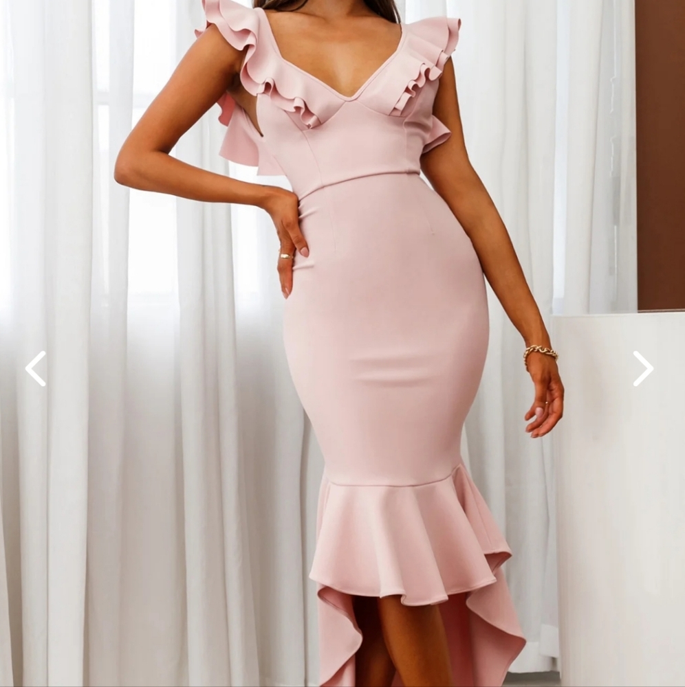 Selfie Leslie High Low Blush Ruffle Dress